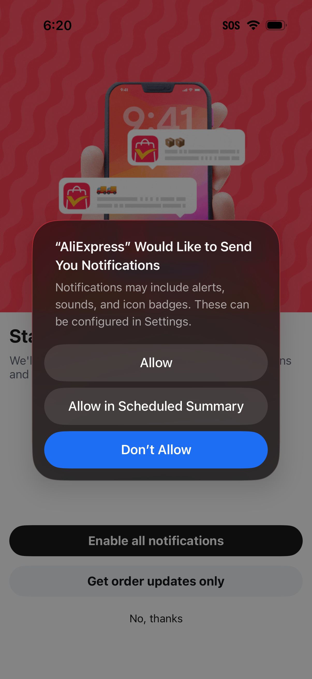 aliexpress notifications screenshot